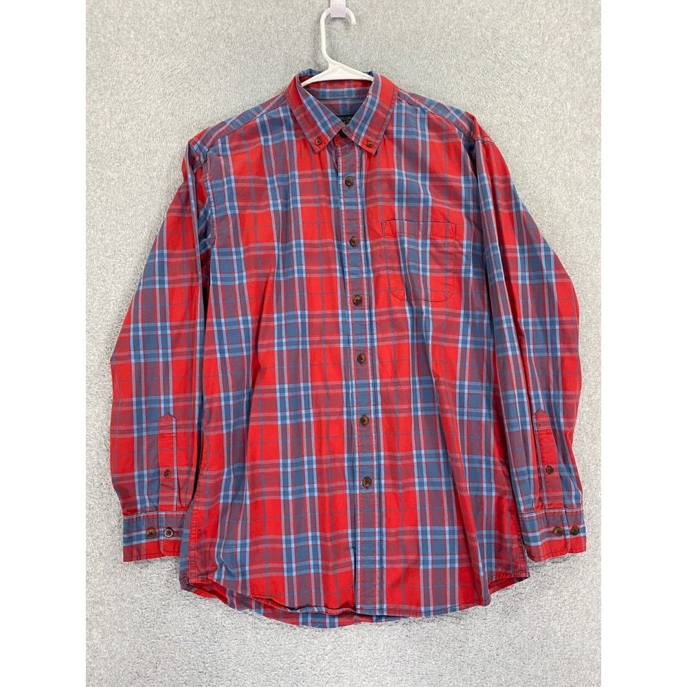Pendleton Mens Plaid Red/Blue Button Up Shirt 100% Cotton Long Sleeve Classic